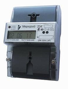 Электросчетчик Меркурий 206 RN 5(60)А/230В оптопорт, RS-485, 2 тарифа Инкотекс М0000051785, 1 шт фото 1