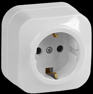 GLORY Розетка одноместная наружная с заземлением белая IEK ERH11-K01-16, 1 шт фото 1