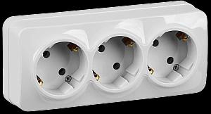 GLORY Розетка трехместная наружная с заземлением белая (ERH31-K01-16) IEK ERH31-K01-16, 1 шт фото 1