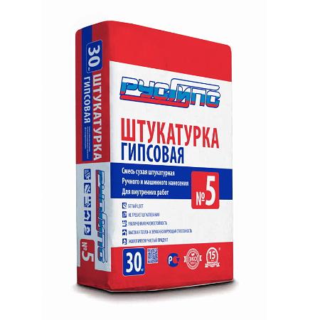 Штукатурка гипсовая РусГипс №5 МН/РЧ 30 кг ОПТ фото 1