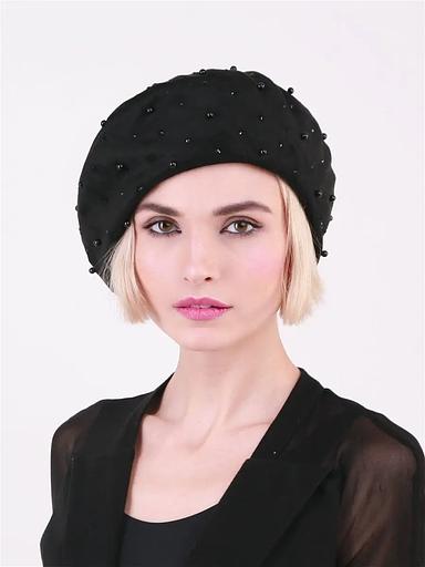 Берет женский зимний черный ОПТ фото 1