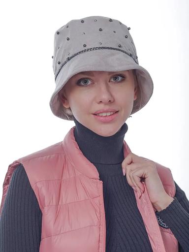 Панама женская осенняя светло-серая ОПТ фото 1