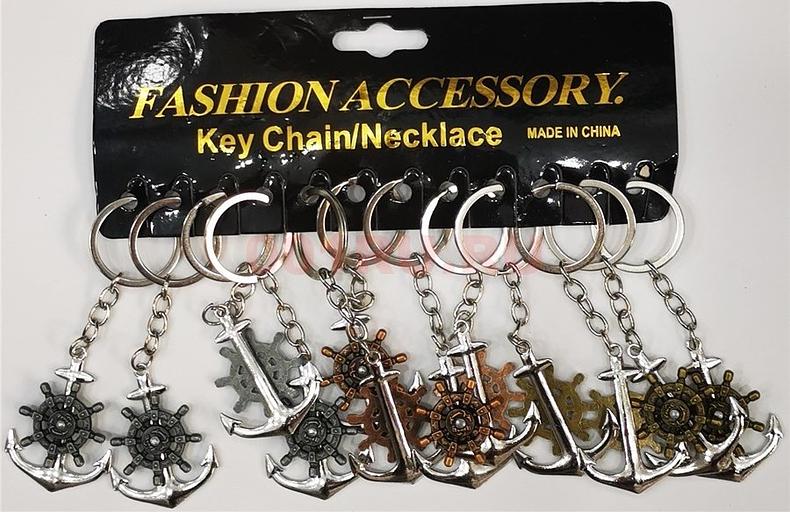 Брелок металлический «Якорь и штурвал» 12 шт опт фото 1