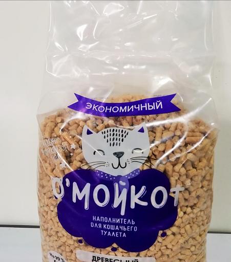 Древесный наполнитель для кошачьего туалета «Омойкот» сосна, белая гранула, 6 мм. 4 кг/12 л ОПТ фото 1