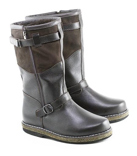 Монголки коричневые с замком, войлочная подошва фото 1