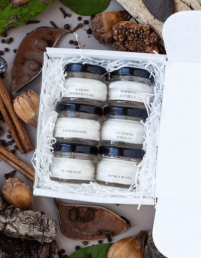 Подарочный набор ароматических свечей 6 minis «Древесный» ОПТ фото 1
