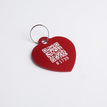 QR адресник красный «Сердечко» на ошейник фото 1