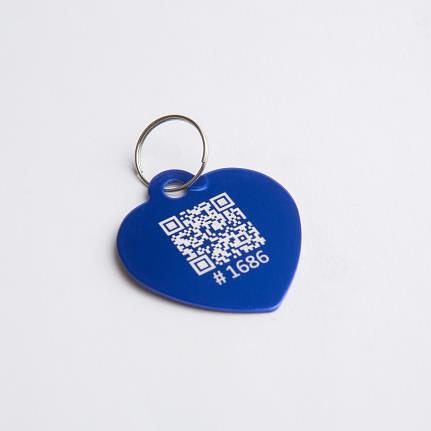 QR адресник синий «Сердечко» на ошейник фото 1