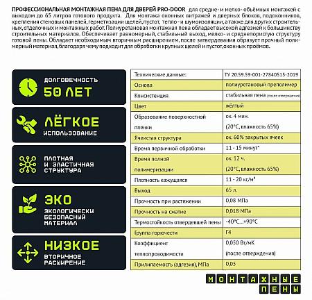 Профессиональная монтажная пена для дверей «PRO-DOOR» фото 3