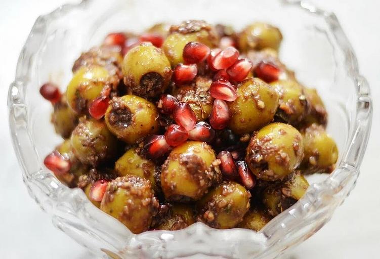 Маринованные оливки в гранатово-ореховой пасте BADR 610 г ОПТ фото 2