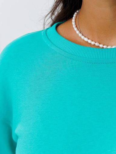 Свитшот трикотажный, женский, зелено-бирюзовый, Опт фото 3