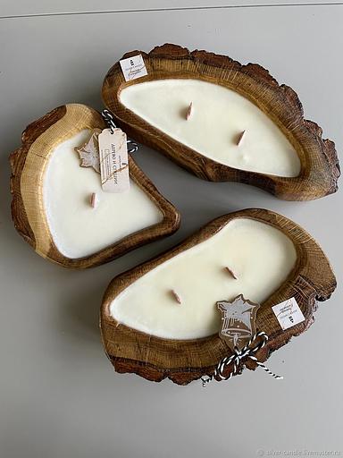 Свечи в спиле дерева фото 1