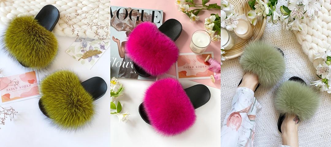 Тапочки из натурального песца фото 2