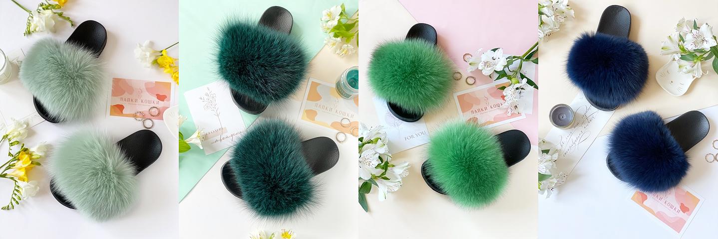 Тапочки из натурального песца фото 6