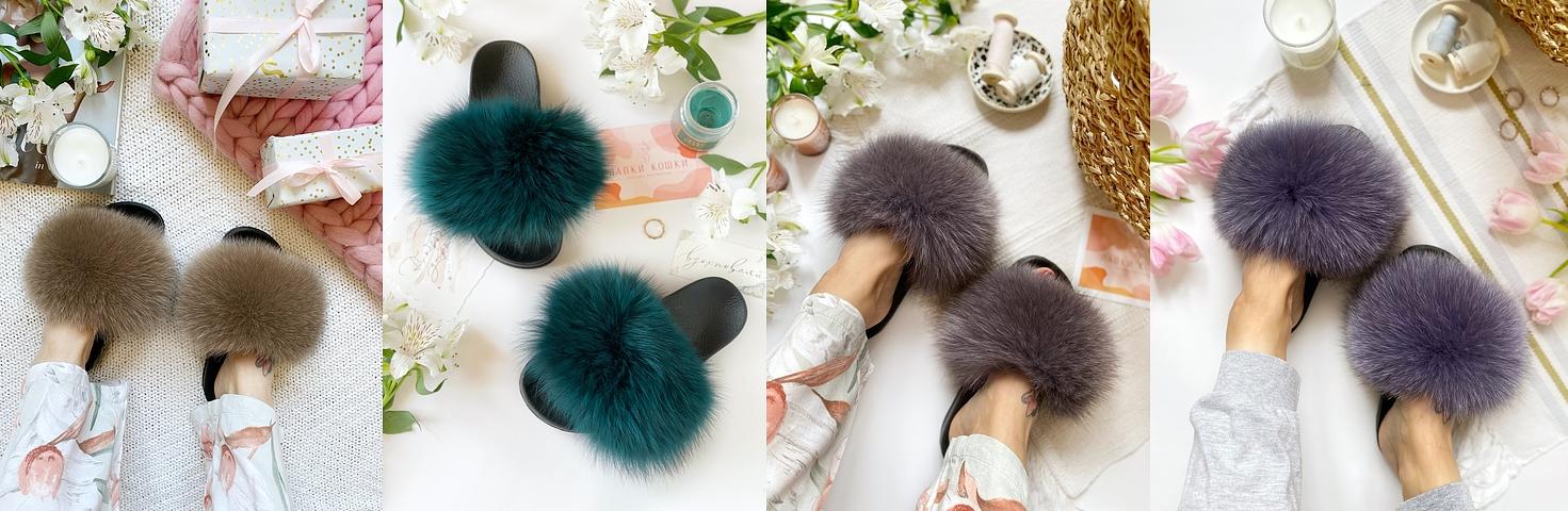 Тапочки из натурального песца фото 10