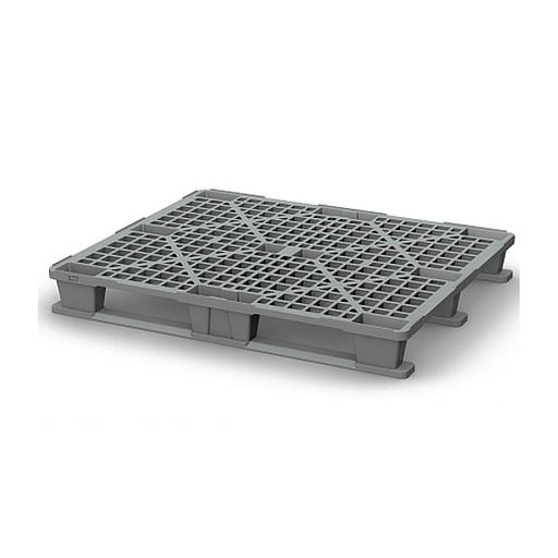 Поддон перфорированный пластиковый Plast 1200x1000x145 на 2-х полозьях серый фото 1