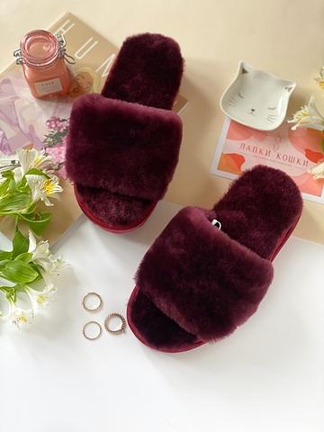 Женские меховые тапочки с цельной шлейкой фото 5