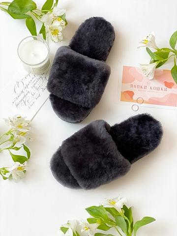 Женские меховые тапочки с цельной шлейкой фото 8