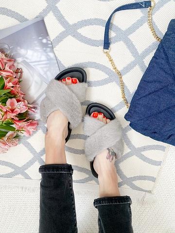 Женские тапочки с перекрестными шлейками из натуральной норки фото 3