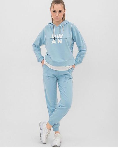 Спортивный женский костюм с капюшоном и имитацией футболки опт фото 1