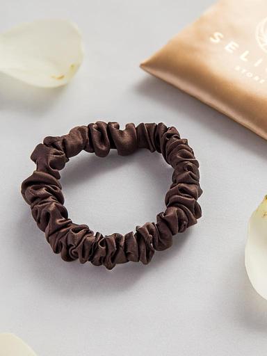 Шёлковая резинка для волос Basic «Chocolate» ОПТ фото 7
