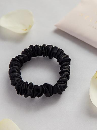 Шёлковая резинка для волос Basic «Black Shine» ОПТ фото 7