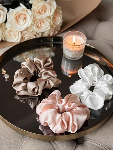 Шёлковая резинка для волос Classic «Sunset Pink» ОПТ фото 3