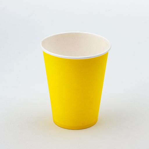 Стакан картонный 300мл 1-сл. желтый d90мм - 50 шт фото 1