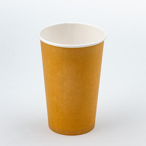 Стакан картонный 400мл 1-сл. крафт (коричневый) d90мм - 50 шт фото 1