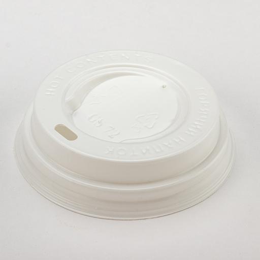 Крышка к стаканам 180мл белая d72мм с обычным отверстием - 100 шт фото 1