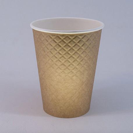 Стакан картонный 300мл 2-сл. "Waffle Craft" крафт (коричневый) d90мм - 25 шт фото 1