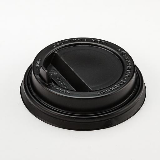 Крышка к стаканам 250мл черная d80мм с откидным клапаном "ПР" - 100 шт фото 1