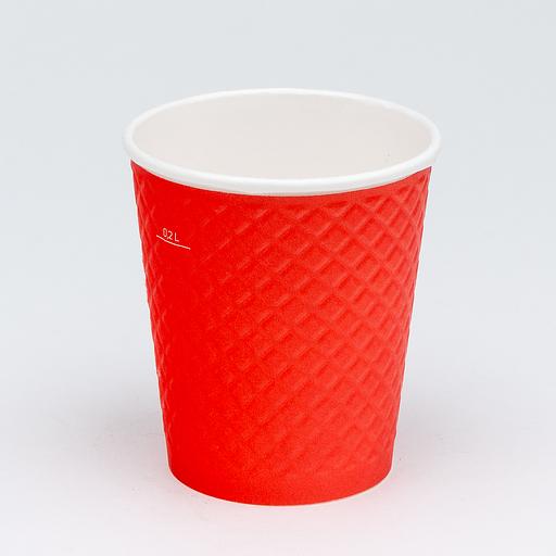 Стакан картонный 250мл 2-сл. "Waffle Red" красный d80мм - 25 шт фото 1