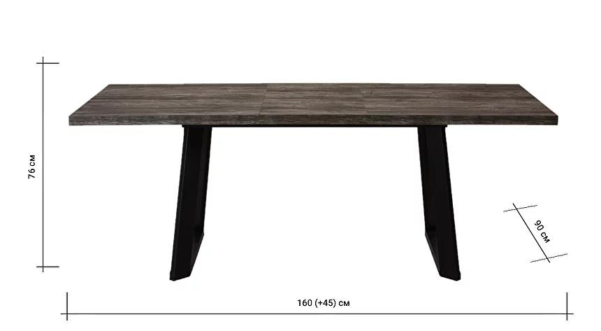 Стол Berner 160(+45)x90 мм, чёрный металл, сосна пасадена фото 9