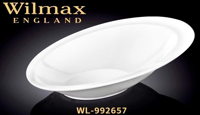 Салатник овальный 275*185 мм. 400 мл. h=35/80 мм. скошенный край Wilmax /3/24/ фото 1