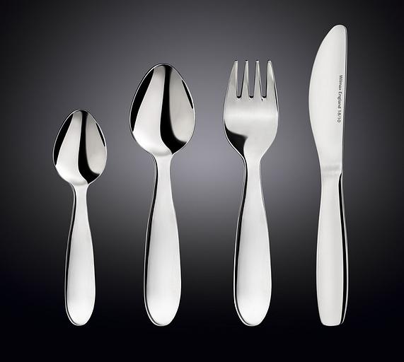 Набор столовых приборов детский Кидс 18/10 2 мм 4 пр. Wilmax /1/48/ фото 1