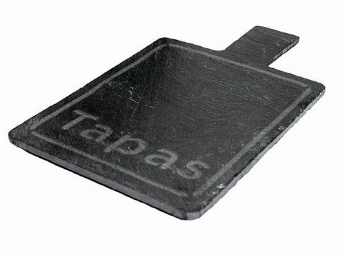 Блюдо для подачи прямоуг. 14*11 см. h=0,8 см. с ручкой черное, сланец VB /6/12/ фото 1