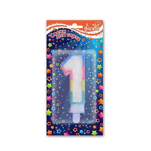 Свеча д/торта "Цифра 1" блестки /1/24/ фото 1