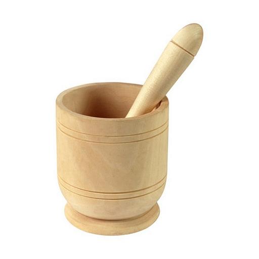 Ступка d=10 см. h=10,5 см. с пестиком 17 см., дерево /1/25/ фото 1