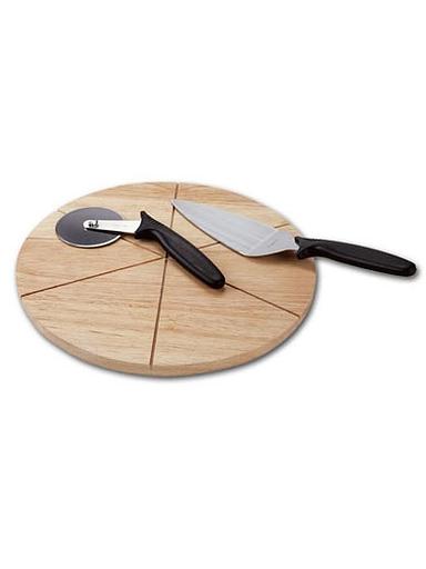 Доска для подачи пиццы d=340*20 мм. на 6 сегментов, бук /1/ фото 1