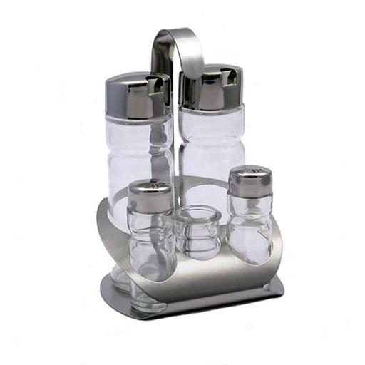 Набор для специй 4 пр.+ стаканчик для зубочисток Спайс (масло/уксус 160мл, соль/перец 35мл) /1/36/ фото 1