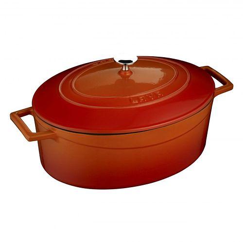 Кастрюля порц. 0,42 л. 9*12 см. h=6 см. чугун. овальная, красная TRENDY LAVA /1/ фото 1