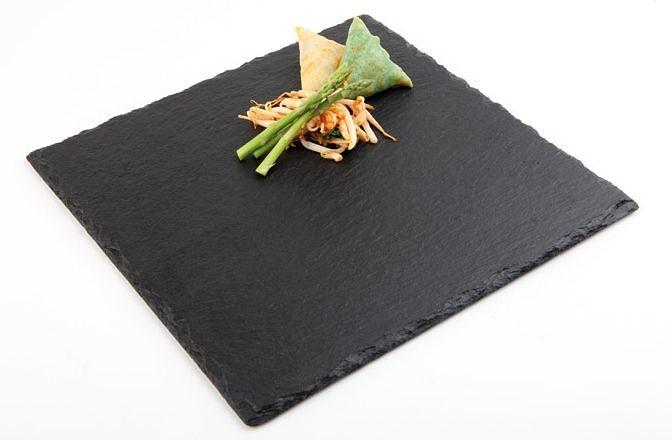 Блюдо для подачи квадр. 25*25 см. черное, сланец APS /1/12/ фото 1