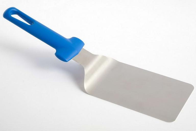 Лопатка 32 см. изогнутая, раб.часть 10*14 см. нерж. широкая с пластик. ручкой, синяя Gimetal /1/4/ фото 1