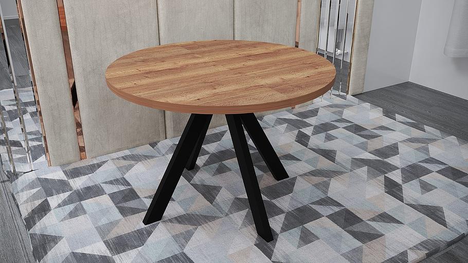 Стол круглый Fargo 120(+40) мм, металл, галифакс табак фото 1