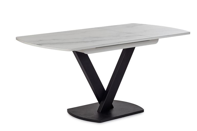Стол Laval 120(+40)x80 см чёрный металл, белый мрамор глянец фото 4