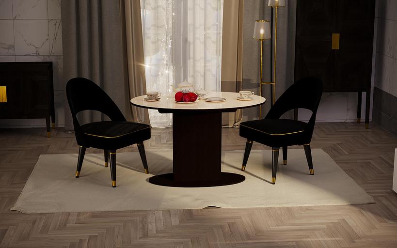 Овальный стол Модена 120(+35)×85×75 см венге, бежевое стекло фото 1