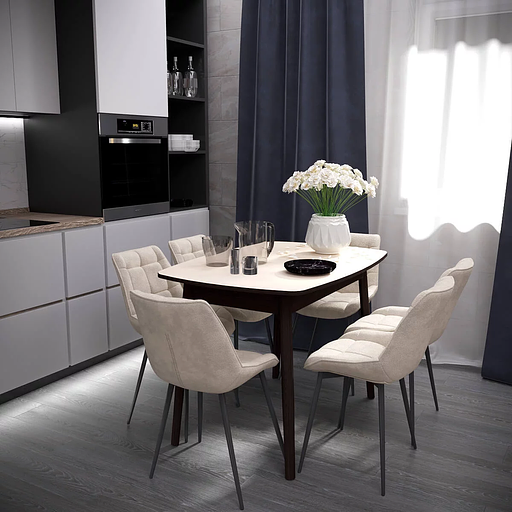 Стол обеденный Версаль тип 2, 130(+31.5)×80×76 см венге, бежевое стекло фото 1