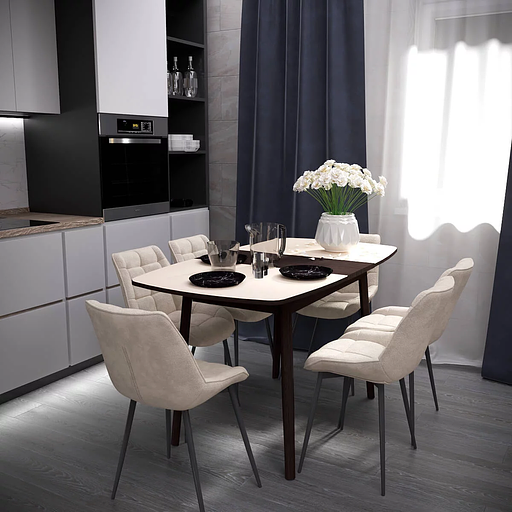 Стол обеденный Версаль тип 2, 130(+31.5)×80×76 см венге, бежевое стекло фото 2