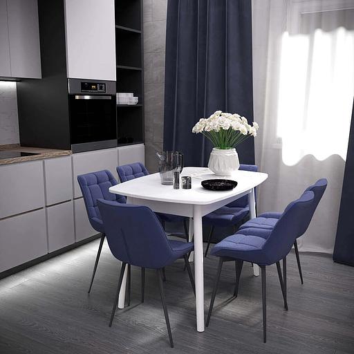 Стол обеденный Версаль тип 1, 110(+31.5)×75×76 см белый, стекло белое фото 1